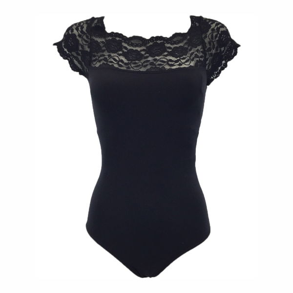So Danca Adult SL16 Adults Black Lace Boat Neck Leotard