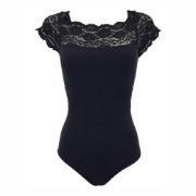 So Danca Childs SL17 Black Lace Boat Neck Leotard 