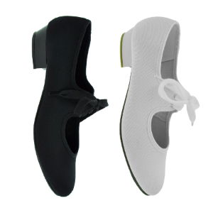 Starlite Stomp Canvas Tap Shoe with Toe Taps, Low Heel 