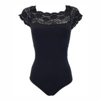 So Danca Adult SL16 Adults Black Lace Boat Neck Leotard